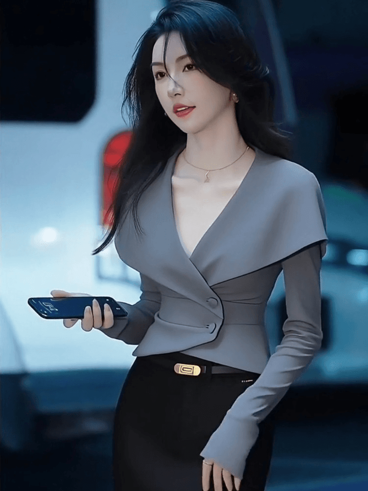 회색 망토 맨위 2026 가을 새로운 디자인 센스 작은 대중 고유 한 아름다운 고급 센스 허리 수축 여성 셔츠 상세 이미지 6