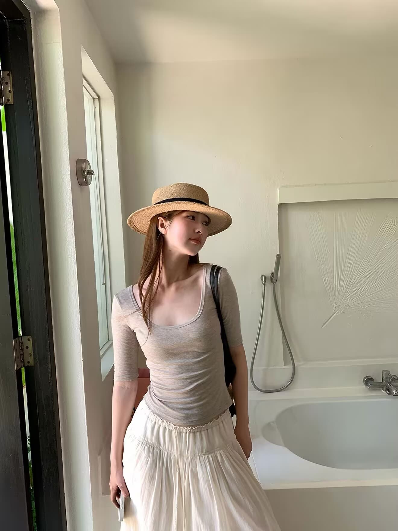 구름 바지 느긋한 도루 가을 센스 치마바지 여성 Xiamu 귀 핀치 Pleat 캐주얼 바지 루즈핏 슬림해 보이는 와이드 레그 팬츠 상세 이미지 21