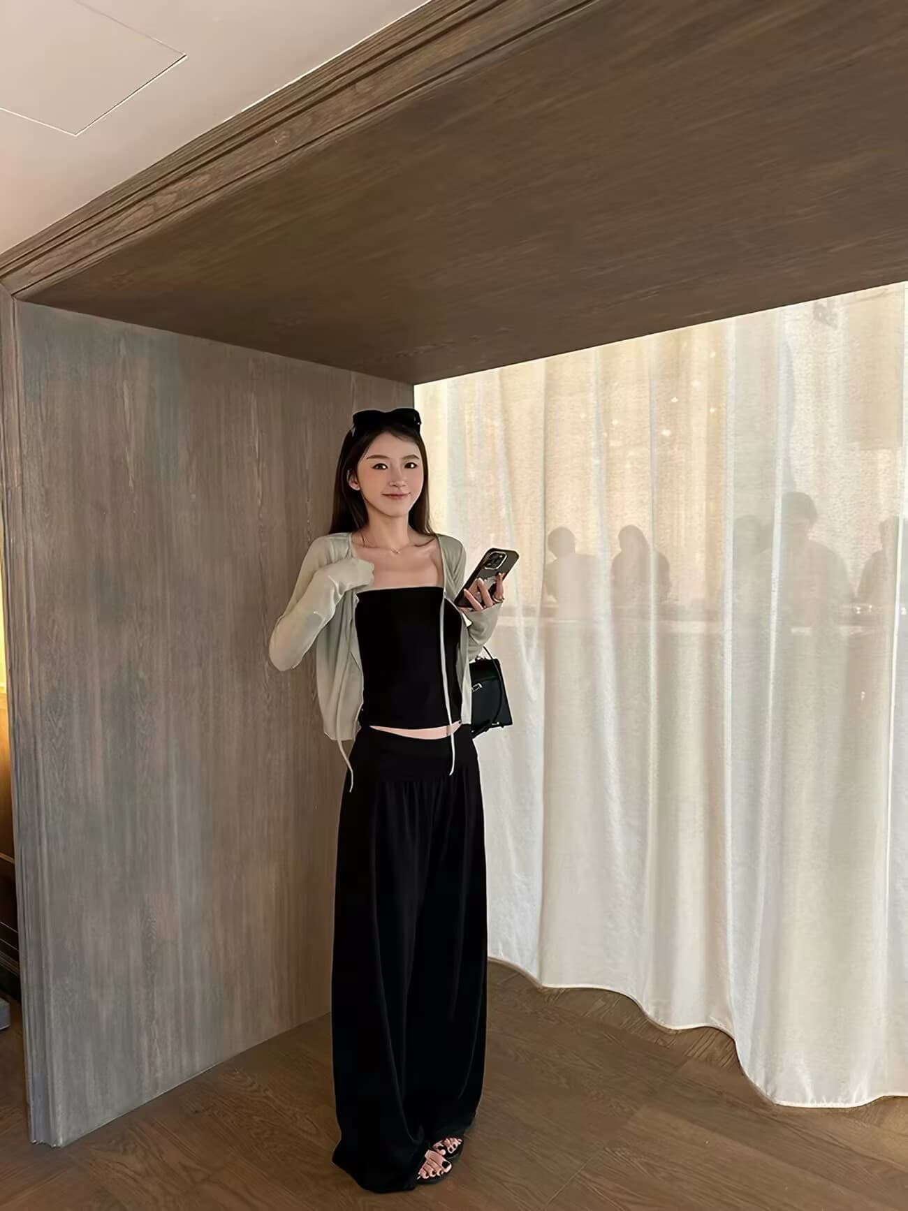 태연자약하다 벤트 바지 파삭 파삭 한 붙여 넣기 버스트 뒤집다 측면 요가 바지 부담하지 마세요. 센스 스트레이트 버전 도루 도루 니트 바지 상세 이미지 33