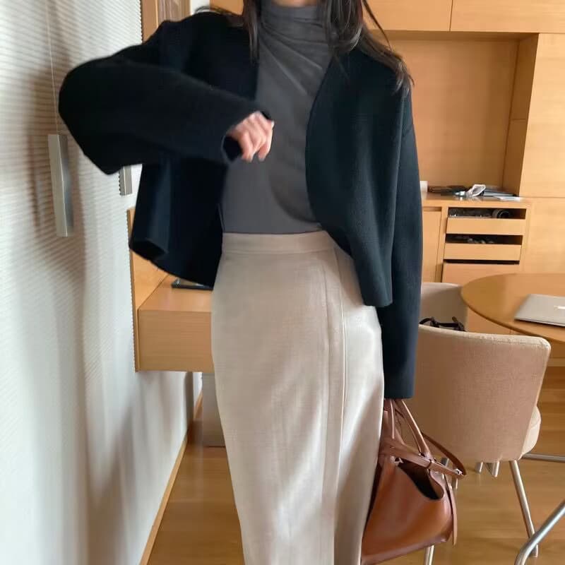 익스트림 제인 지배 프랑스식 느긋한 바람 품격 V넥 루즈핏 다용도 쇼트 스타일 모직 외투 삼색 상세 이미지 37