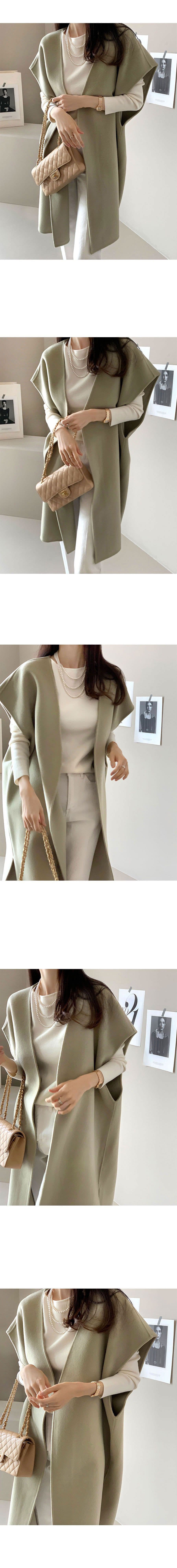 가을 겨울 일본식 여성 의류 망토 디자인 센스 루즈핏 박쥐 셔츠 모직 중간 길이 베스트 재킷 상세 이미지 5