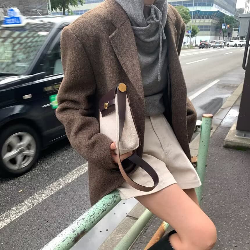 한국 동대문 레트로 품격 고급 센스 영국식 바람 다용도 캐주얼 모직 블레이저 3 색 여성 이미지 3