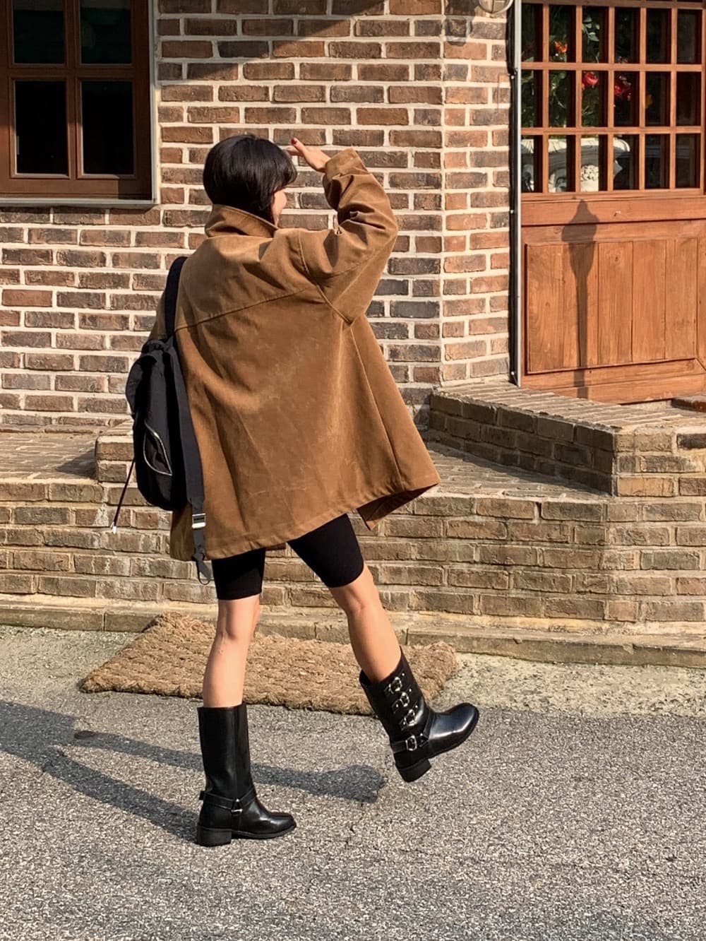 chic 한국 레트로 다용도 루즈핏 에디션 스웨이드 원단 재킷 재킷 상세 이미지 2