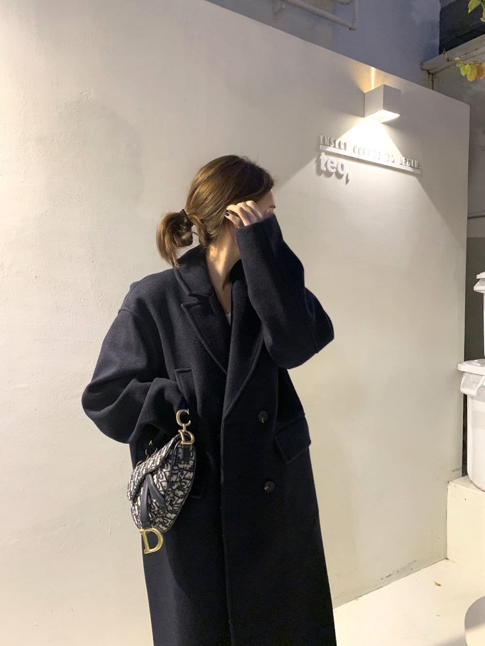 한국 chic 겨울 프랑스식 고급 센스 정장 칼라 주머니 이중 버튼 루즈핏 울 리 코트 재킷 상세 이미지 5