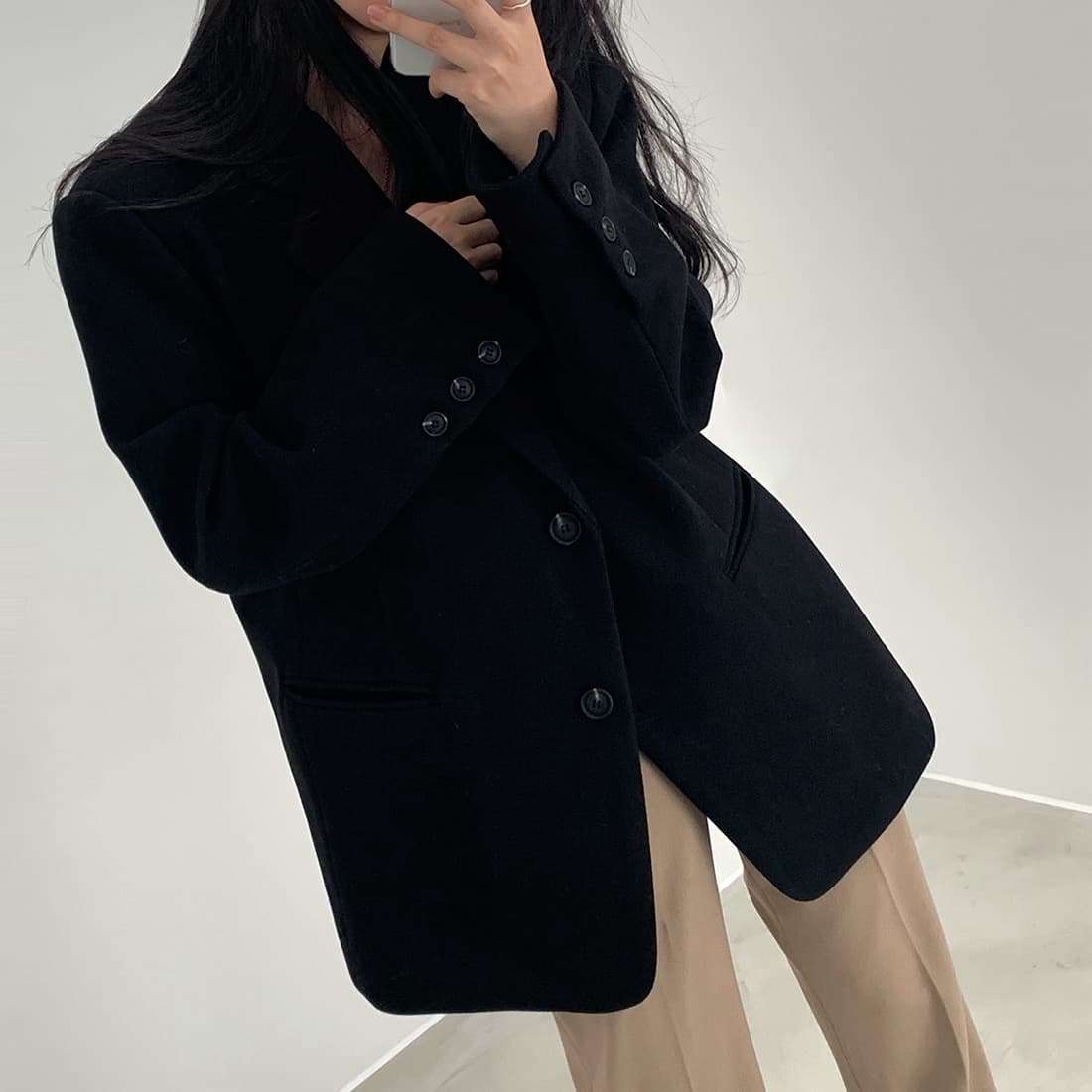 가을 겨울 새로운 한 부서 그는 벤 바람 루즈핏 두꺼운 모직 외투 3 색 상세 이미지 9