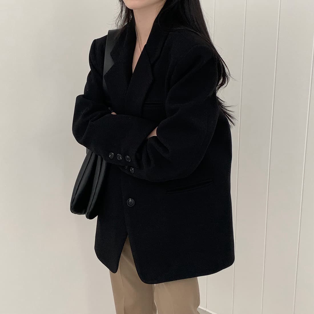 가을 겨울 새로운 한 부서 그는 벤 바람 루즈핏 두꺼운 모직 외투 3 색 상세 이미지 16