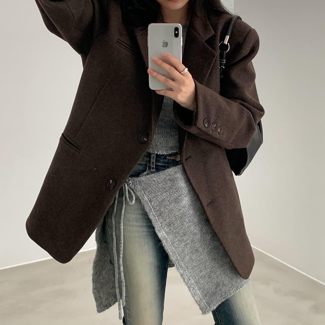 가을 겨울 새로운 한 부서 그는 벤 바람 루즈핏 두꺼운 모직 외투 3 색 상세 이미지 50