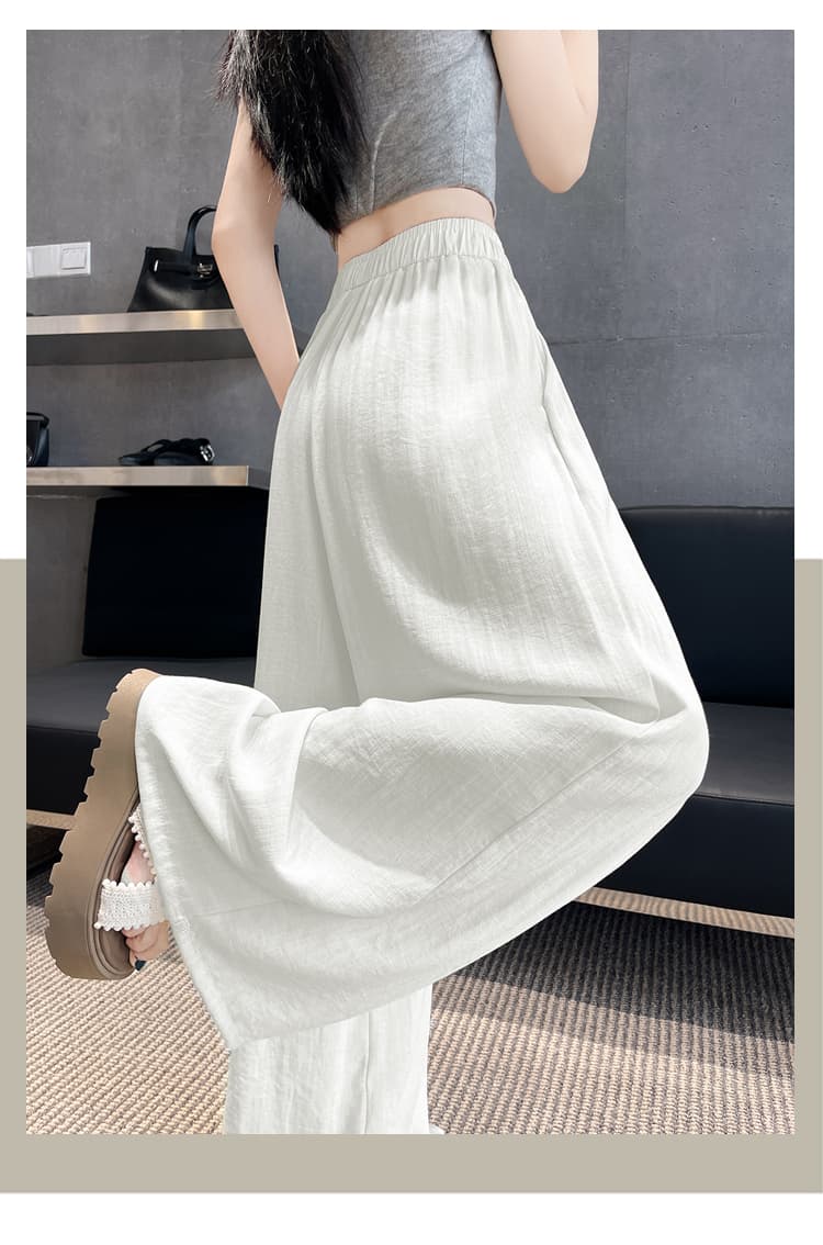 실사 얼음 실크 면 린넨 바지 펌프 로프 와이드 레깅스 바지 여름 도루 하이웨이스트 루즈핏 느긋한 바람 캐주얼 스트레이트 바닥 청소 바지 상세 이미지 36