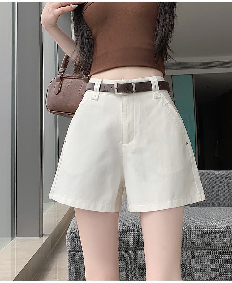 실사 여름 새로운 캐주얼 반바지 여성 워시 물 워크웨어 반바지 루즈핏 한 마디 슬림해 보이는 작은 키 와이드 레깅스 바지 상세 이미지 17