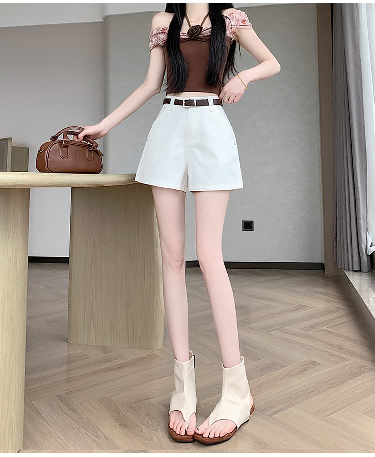 실사 여름 새로운 캐주얼 반바지 여성 워시 물 워크웨어 반바지 루즈핏 한 마디 슬림해 보이는 작은 키 와이드 레깅스 바지 상세 이미지 23