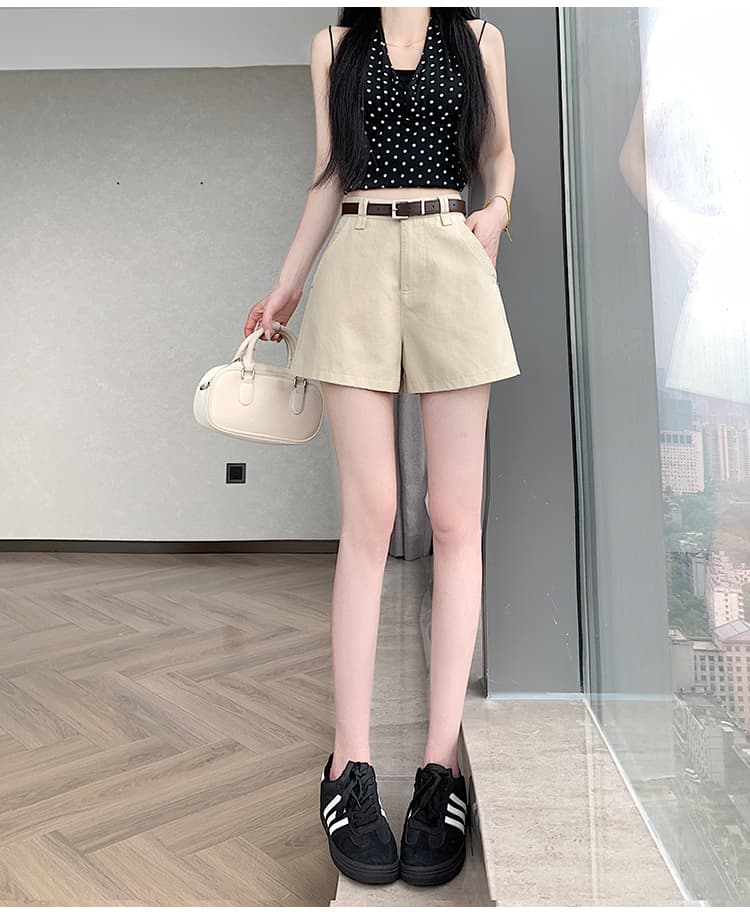 실사 여름 새로운 캐주얼 반바지 여성 워시 물 워크웨어 반바지 루즈핏 한 마디 슬림해 보이는 작은 키 와이드 레깅스 바지 상세 이미지 26