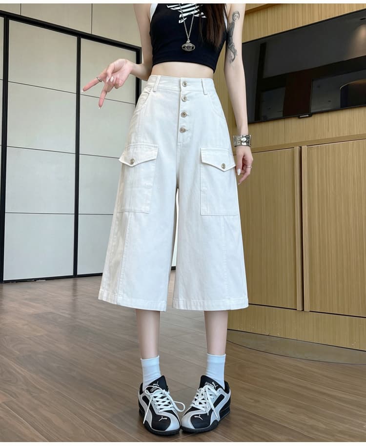 실사 여름 새로운 데님 아메리칸 루즈핏 7 점 워크웨어 팬츠 넓은 다리 슬림해 보이는 다용도 워시 물 면 작은 아이들 상세 이미지 32