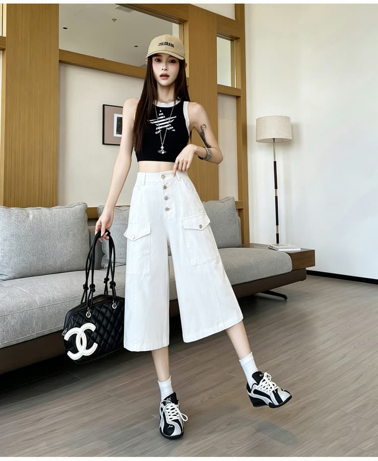 실사 여름 새로운 데님 아메리칸 루즈핏 7 점 워크웨어 팬츠 넓은 다리 슬림해 보이는 다용도 워시 물 면 작은 아이들 상세 이미지 34
