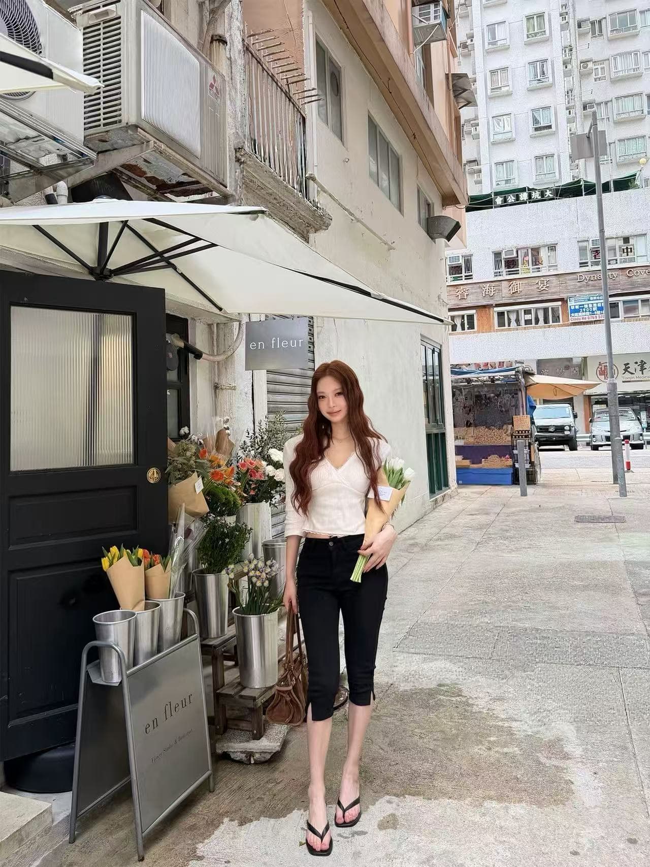 안녕하세요. 팬 팬 아메리칸 sweety 캐주얼 자카드 세트 7부 소매 티셔츠 레이스 반신 스커트 상세 이미지 2