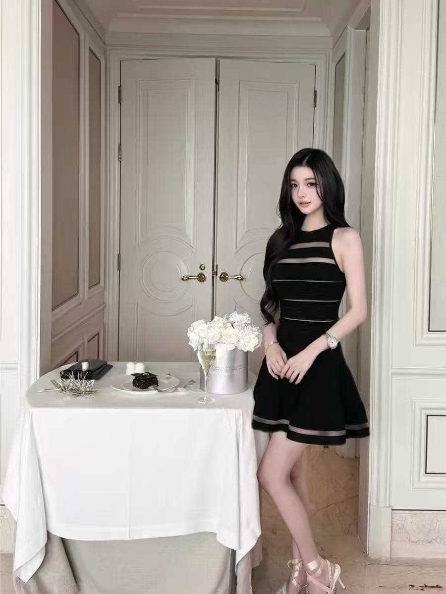 qiauuu 여신 오는 bal 2w+ 밑단 개정 된 3 번 장 원 영어 같은 단락 블랙 니트 여성 드레스 상세 이미지 4