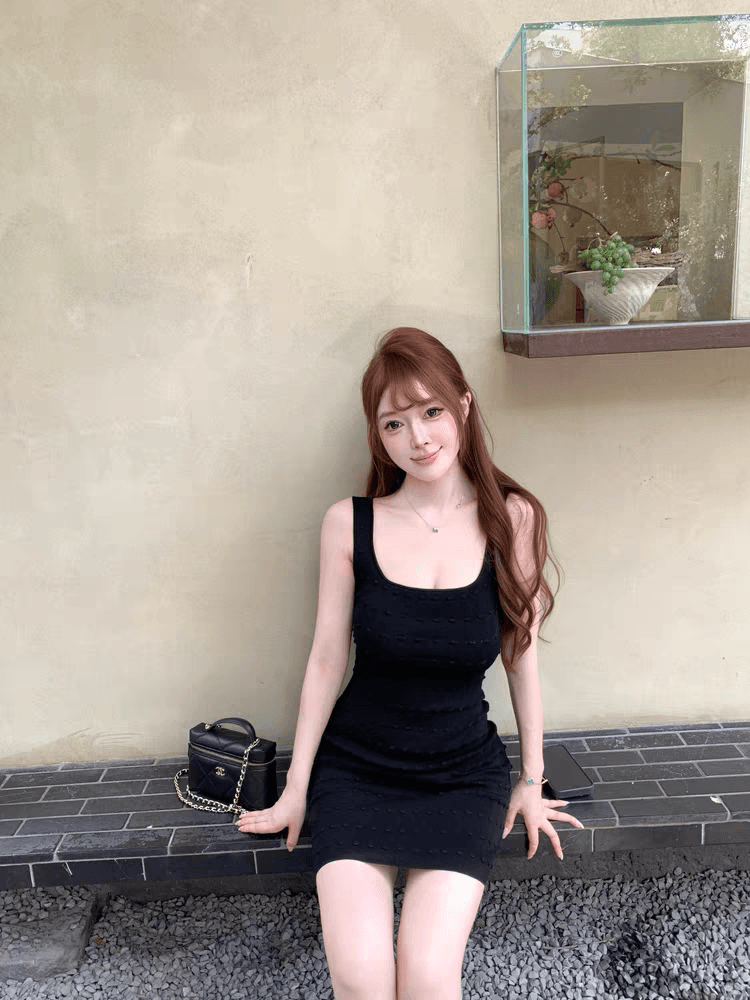 m900 질감 도트 니트 슬립 여성 드레스 여름 새로운 광장 칼라 몸매 가꾸기 슬림해 보이는 타이트 스커트 쇼트 스타일 핫걸 치마 이미지 4