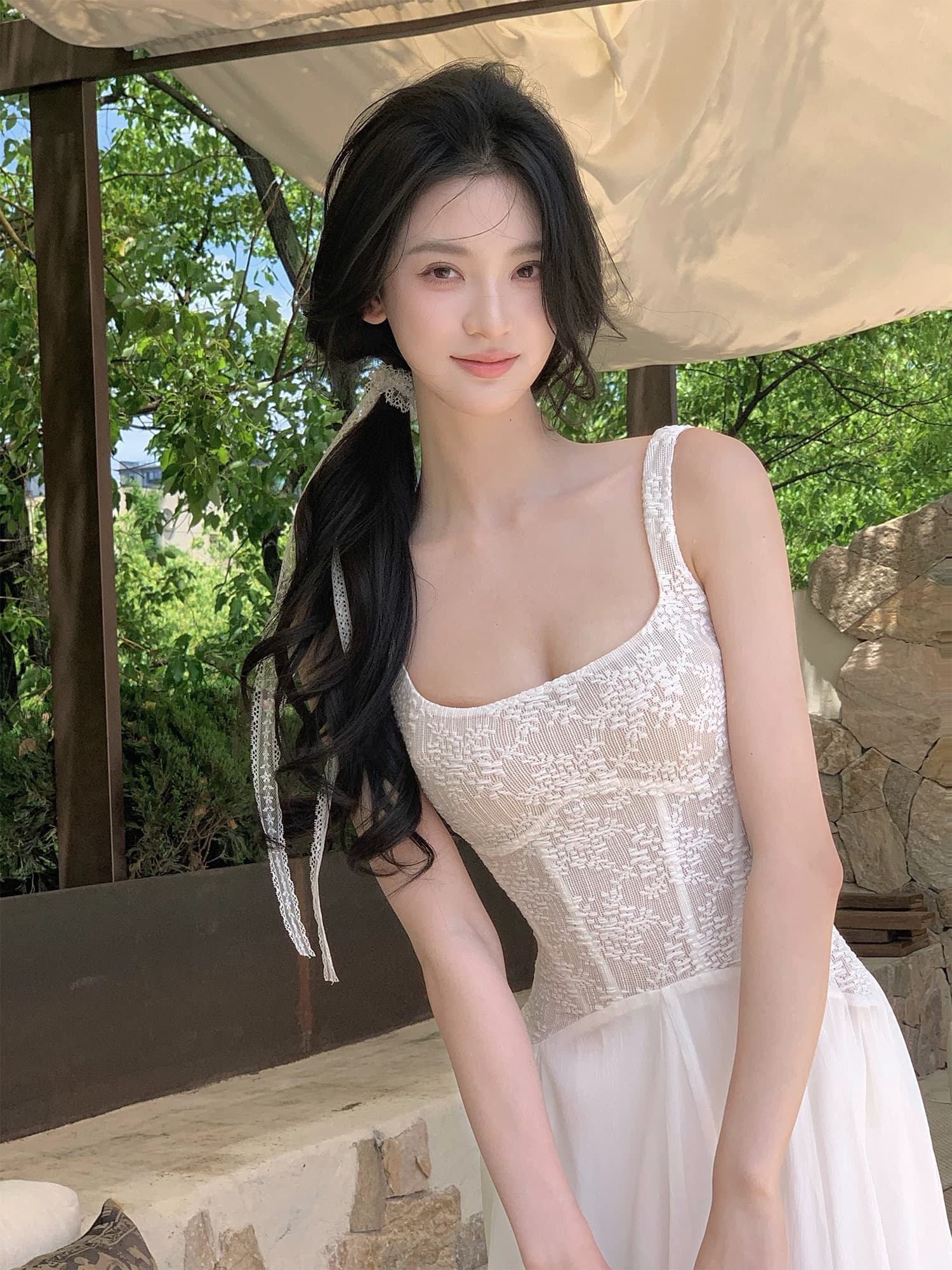 하나부터 순간 연기 갈대 분위기 센스 레이스 광장 칼라 생선뼈 드레스 품격 슬림해 보이는 진자 인어 꼬리 더블 에디션