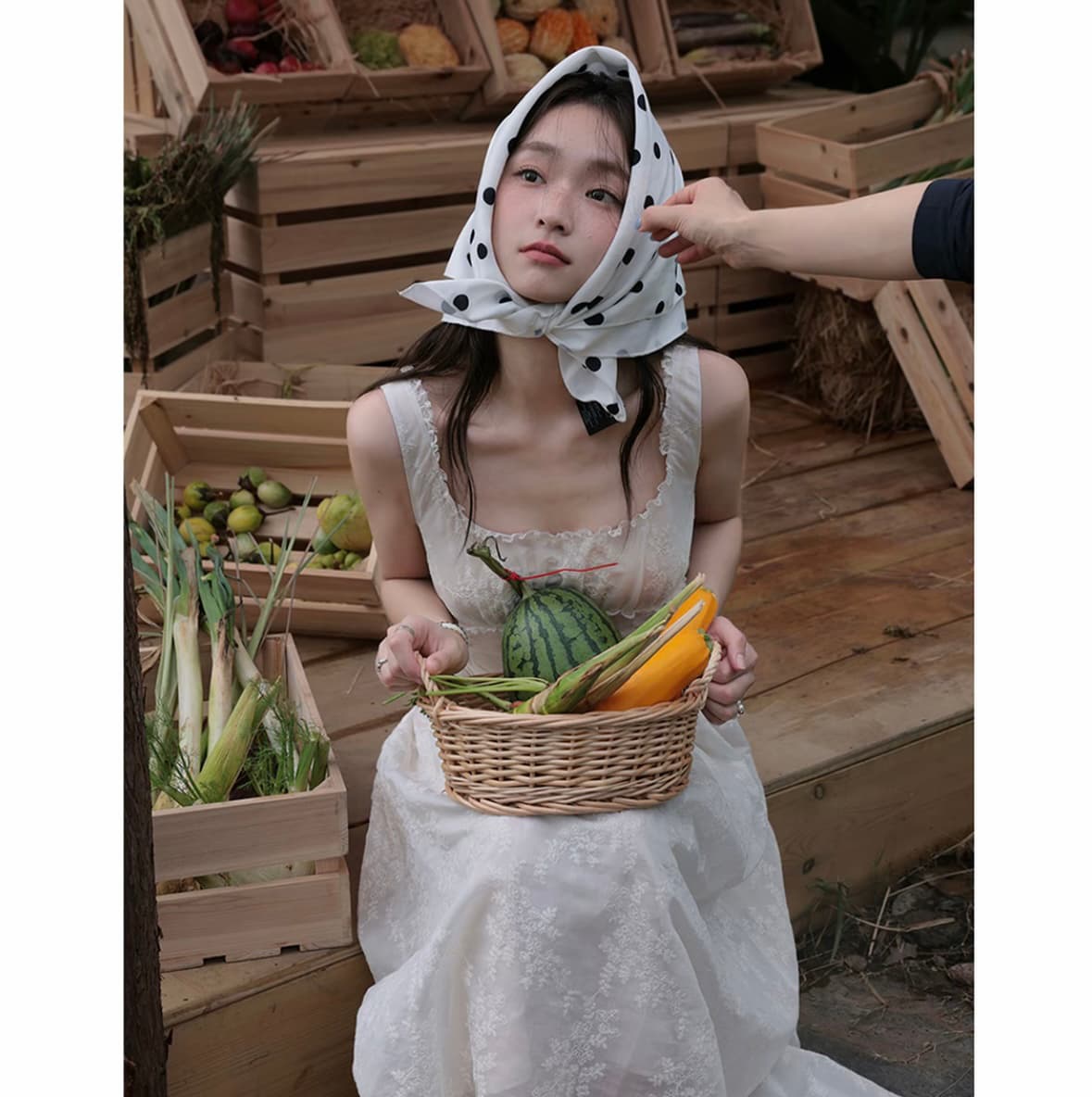 장 베이 베이 배꽃 떠 다니는 꿈 포지셔닝 3 차원 자수 레이스 측면 핀치 Pleat 비스듬한 자르다 드레스 상세 이미지 4