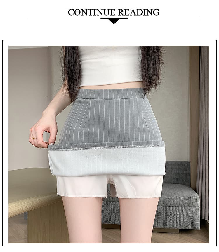 실사 2026 년 여름 새로운 반신 스커트 패션 몸매 가꾸기 스트라이프 정장 치마 상세 이미지 19