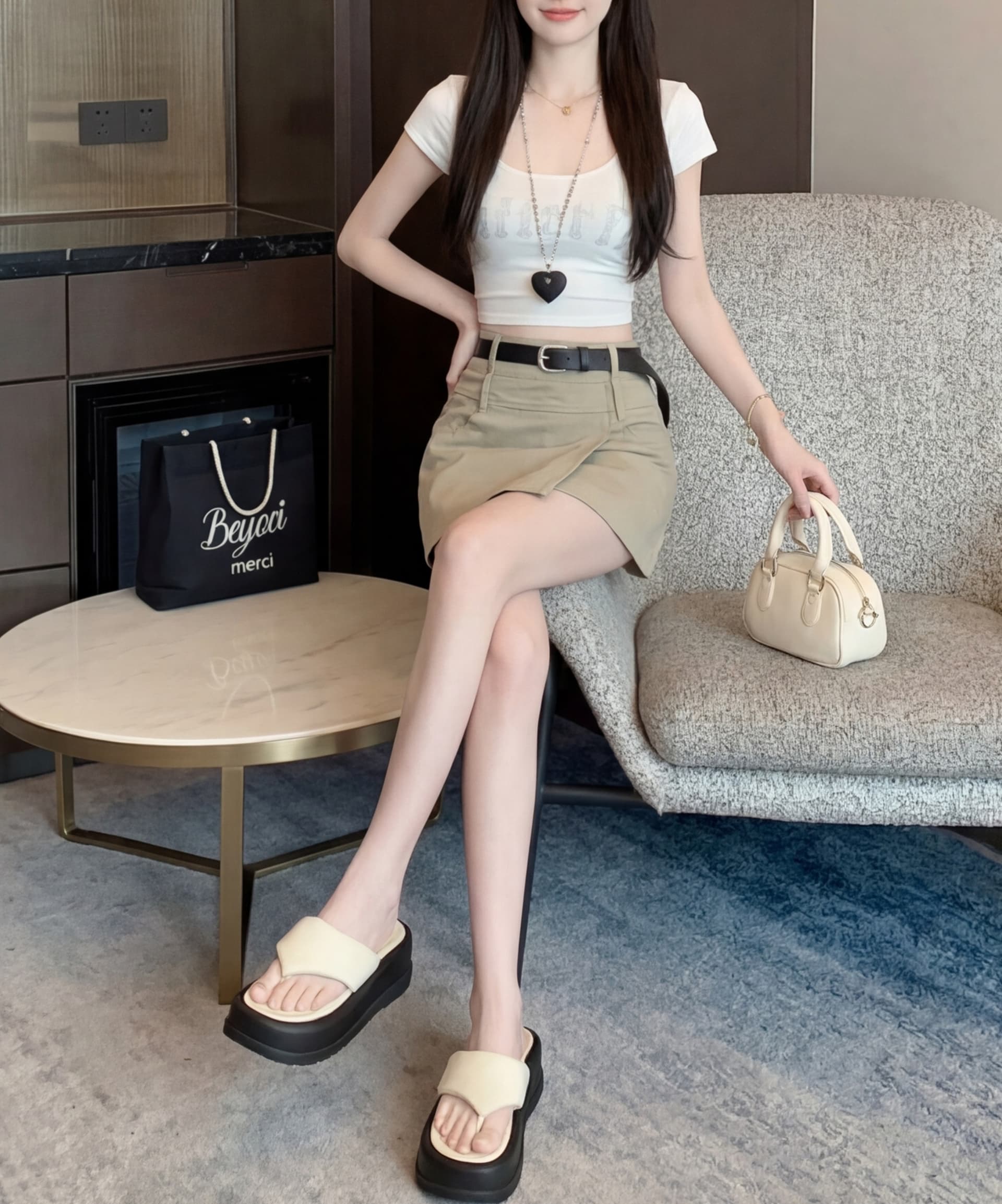 실사 2026 여름 새로운 반신 스커트 패션 몸매 가꾸기 미니멀리즘 바지 A라인 스커트 상세 이미지 8