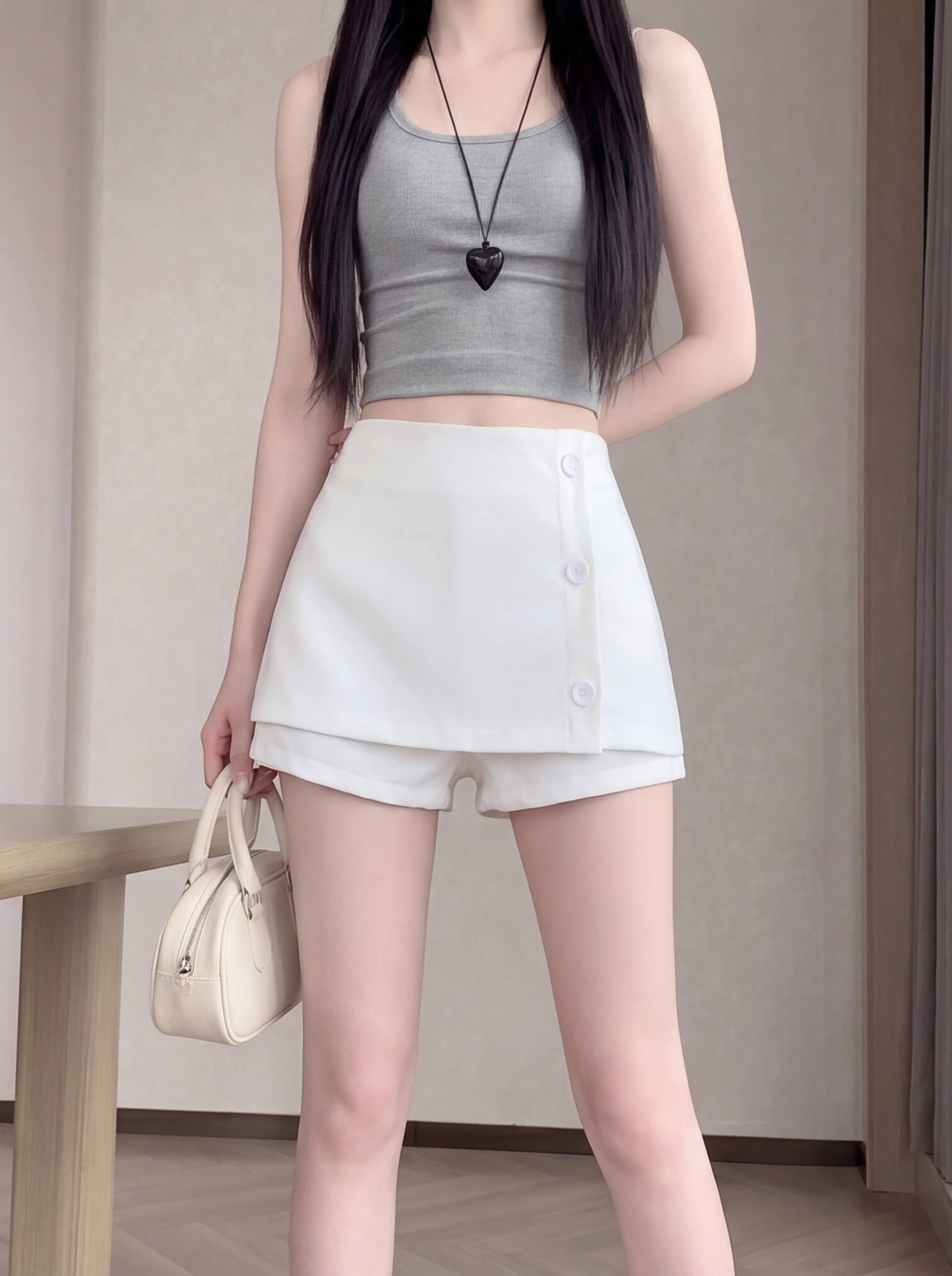 실사 2026 여름 새로운 정장 반신 바지 패션 몸매 가꾸기 미니 스커트 상세 이미지 14