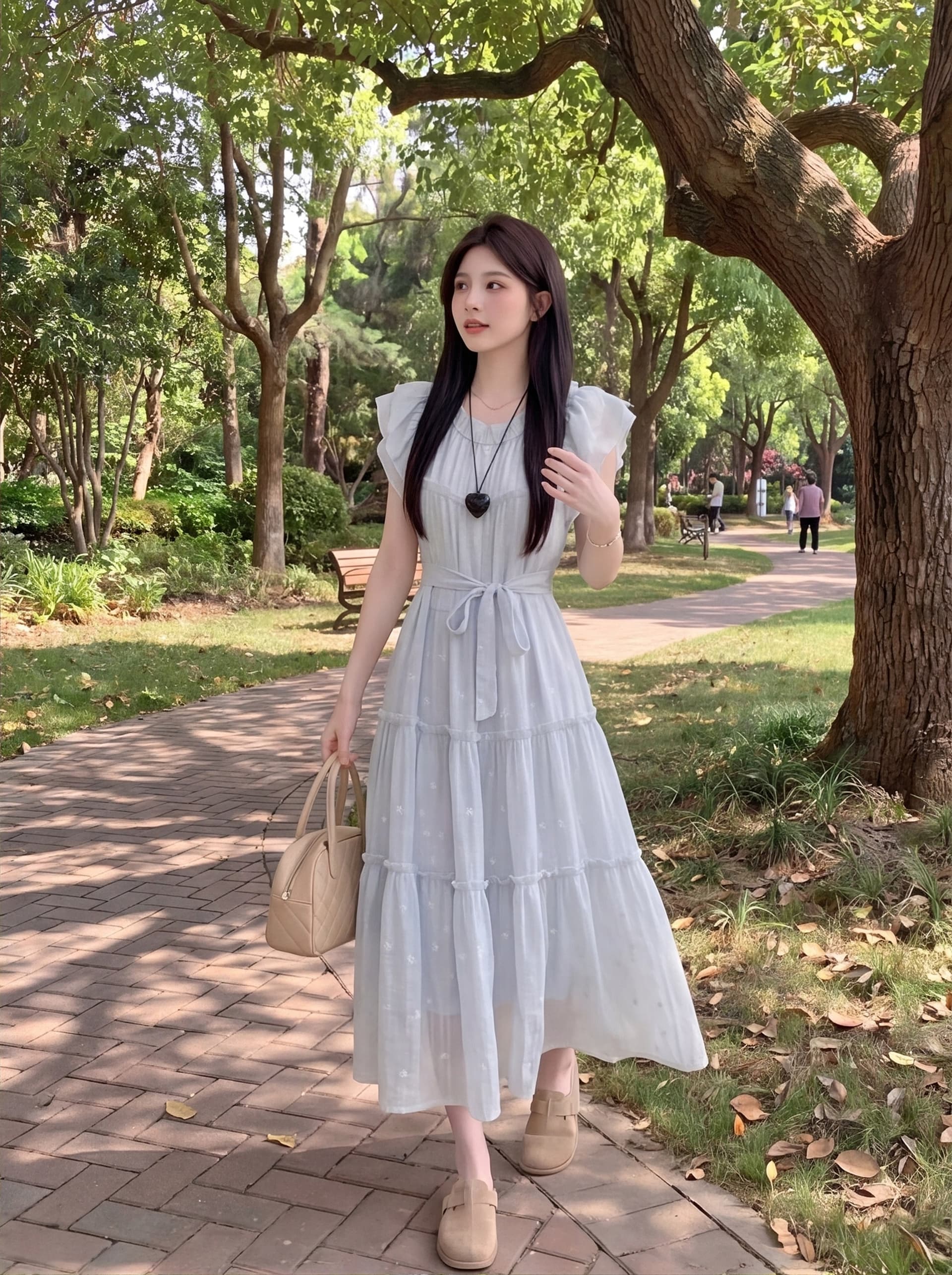 실사 2026 여름 새로운 드레스 패션 품격 반팔 몸매 가꾸기 요정 롱 스커트 이미지 2