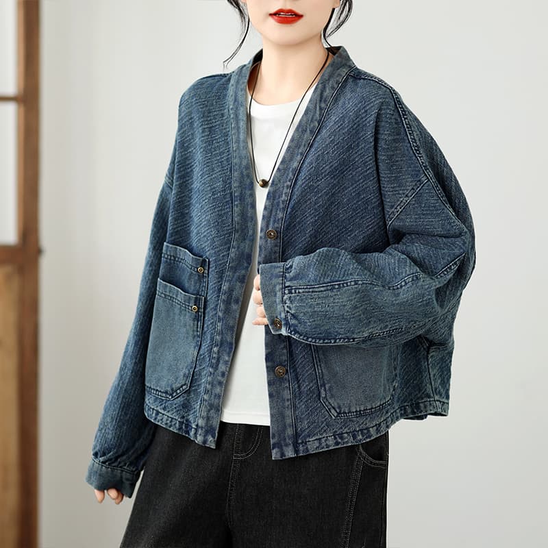 실사 데님 짧은 외투 이미지 3