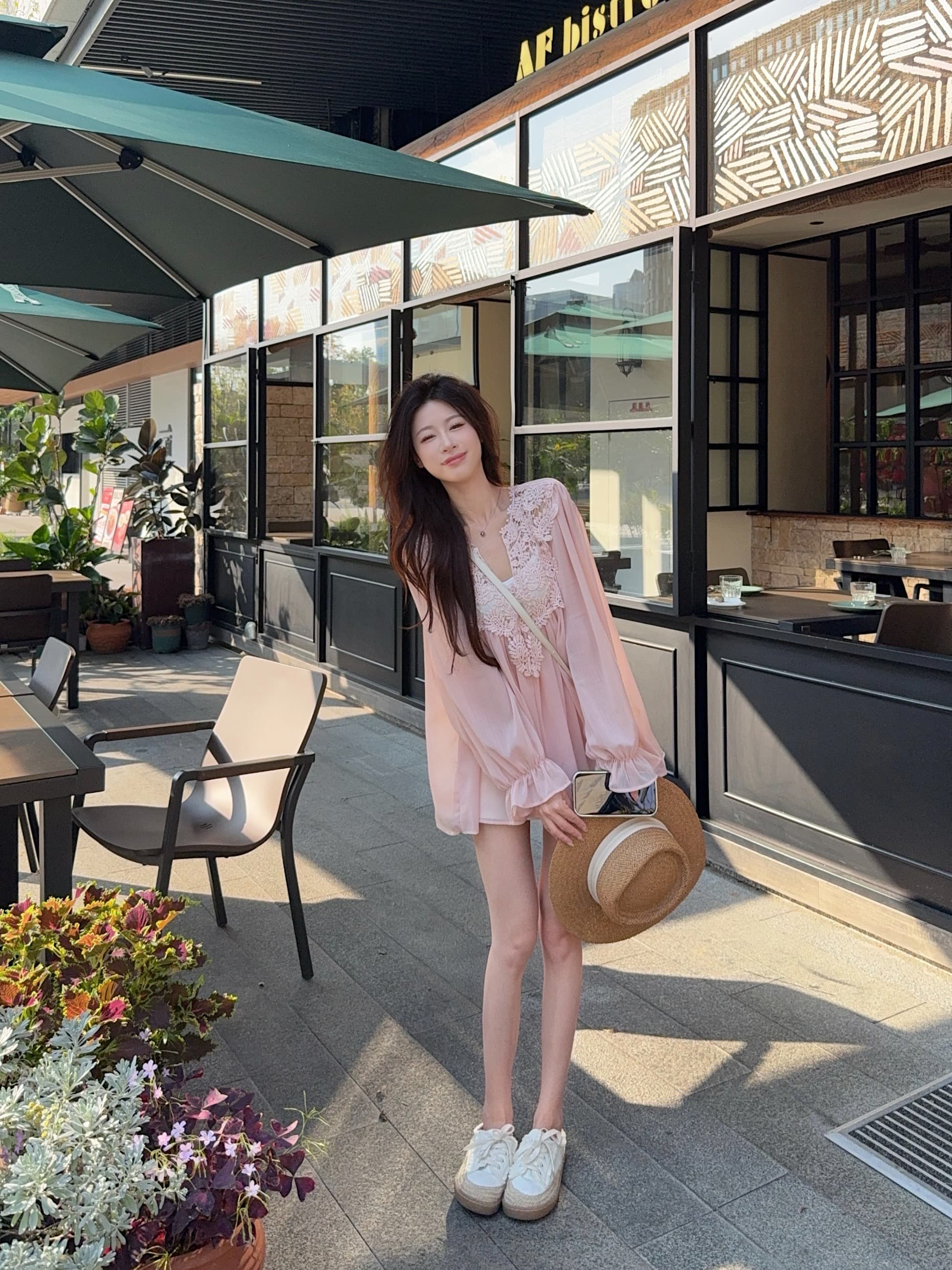 실사 무거운 작업 레이스 조각 느긋한 바람 쉬폰 블라우스 작은 대중 셔츠 이미지 3