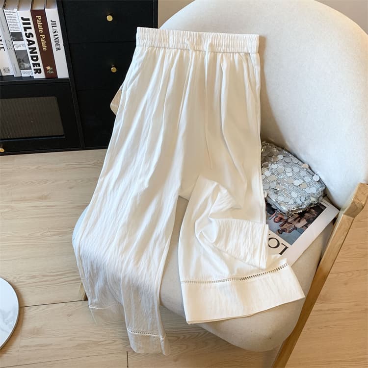 실사 오래된 돈 바람 주간 실크 야마모토 바지 여성 여름 새로운 디자인 센스 레이스 홀로우 아웃 다용도 스트레이트 넓은 다리 9부 바지 상세 이미지 12
