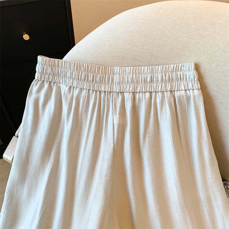 실사 얼음 실크 면 린넨 와이드 레깅스 바지 여름 얇은 스타일 루즈핏 슬림해 보이는 좁은 에디션 스트레이트 차가운 바지 느긋한 바닥 청소 바지 여성 상세 이미지 36