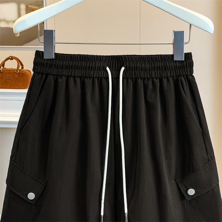 아메리칸 얼음 실크 워크웨어 반바지 여성 여름 얇은 스타일 속도 건조한 스트레이트 루즈핏 캐주얼 바지 넓은 다리 5 점 운동 바지 상세 이미지 46