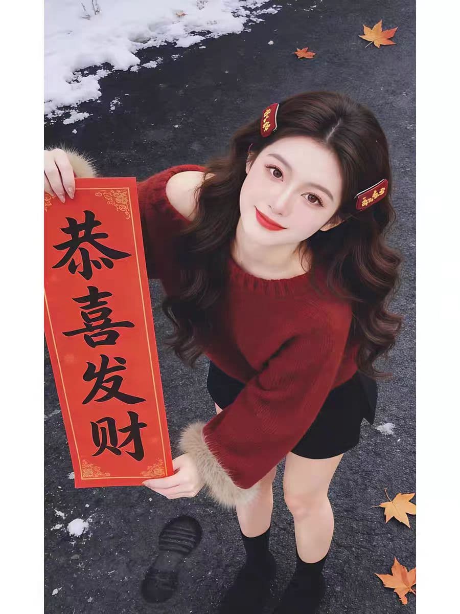 빨간색 신년 착용 가져 가라. 비스듬한 칼라 부드러운 찹쌀 모피 커프스 패치워크 디자인 센스 맨위 겨울 소녀 다용도 루즈핏 맨위 여성 이미지 4