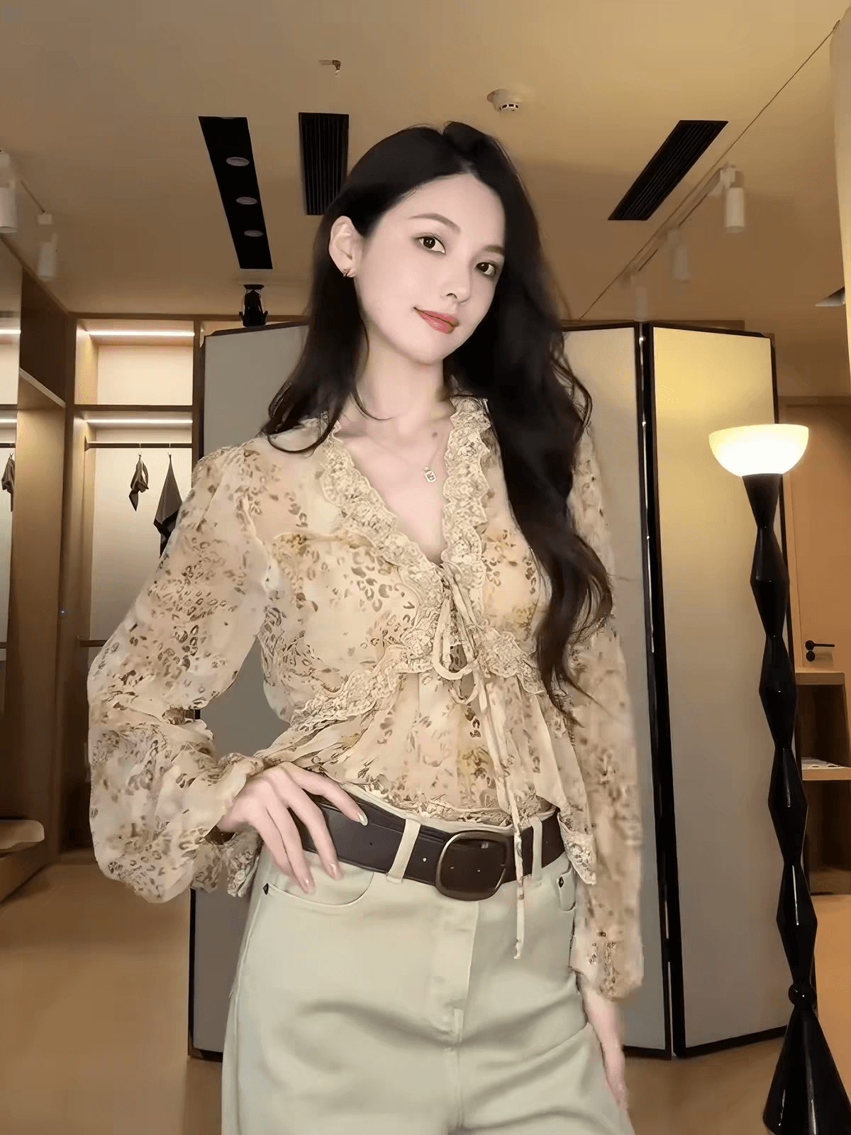 레트로 레이스 레이스 프린트 쉬폰 자외선 차단 여성 셔츠 프랑스식 부드러운 바람 Chic 고급 센스 품격 맨위 여름