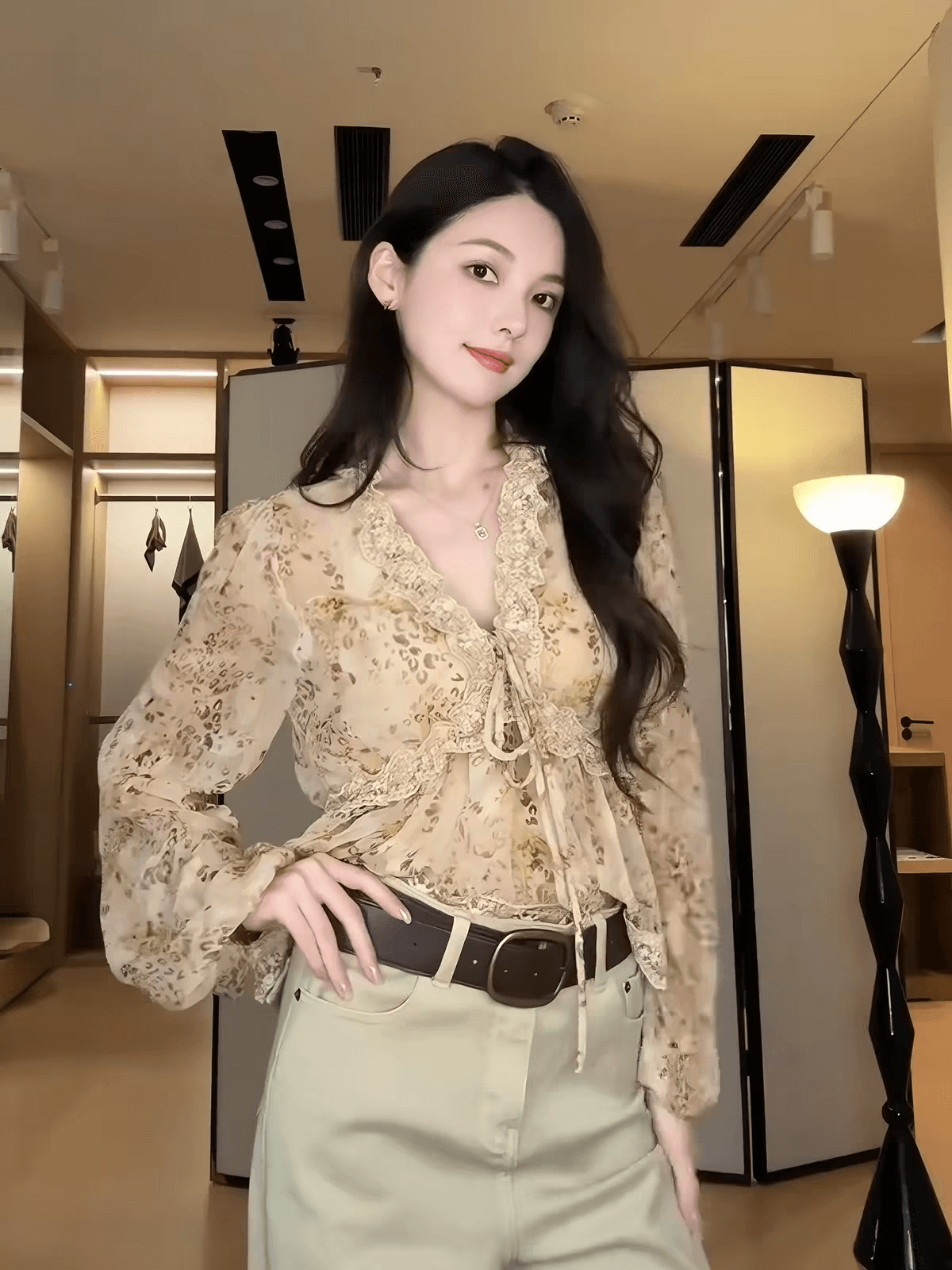 레트로 레이스 레이스 프린트 쉬폰 자외선 차단 여성 셔츠 프랑스식 부드러운 바람 Chic 고급 센스 품격 맨위 여름 상세 이미지 1
