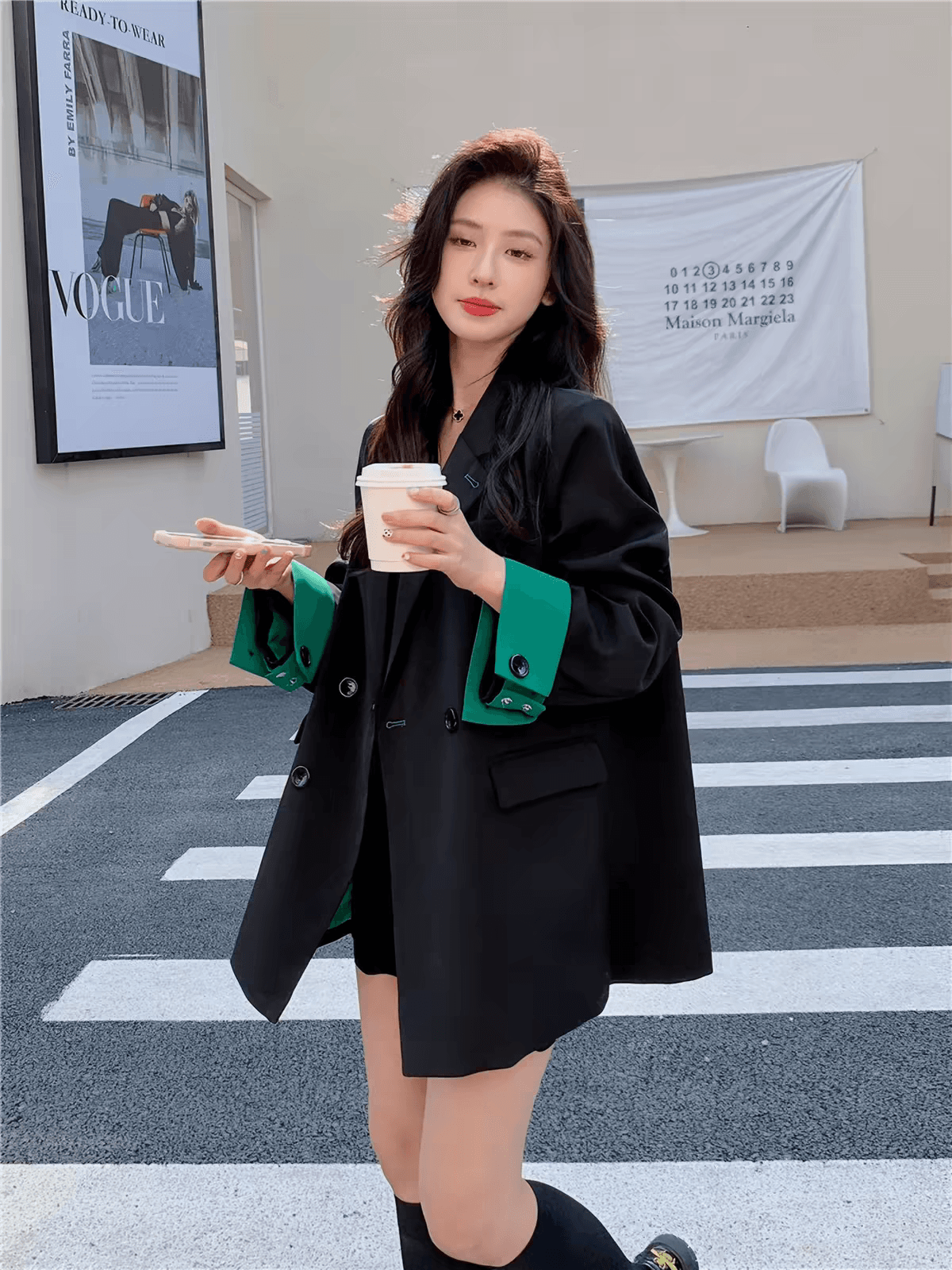 검정색 작은 양복 여성 코트 봄 가을 2026 새로운 캐주얼 루즈핏 작은 키 고급 센스 튀김 거리 정장 맨위 상세 이미지 3