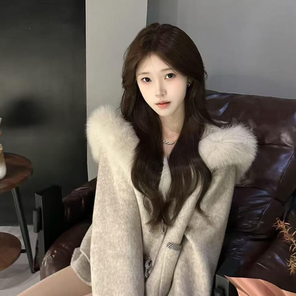 스위스 스노우 마운틴 작은 키 디자인 센스 모피 칼라 외투 모직 외투 반신 치마 세트 겨울 새로운 여성 상세 이미지 7