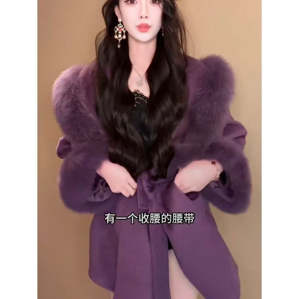 빛 럭셔리 천 진구이 가스 고급 센스 순수한 욕망 명문 여성 아름다운 로얄 자매 가을 겨울 모직 외투 다용도 코트 여성 의류 트렌디 상세 이미지 8