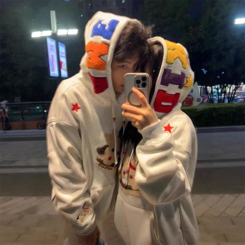 얇은 스타일 털이 있는 높은 품질 자수 이후 패키지 칼라 순수한 Mianhua 면 칫솔질 복합 후드티 여성 상세 이미지 2