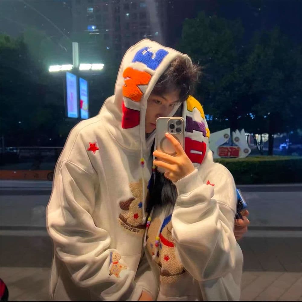 얇은 스타일 털이 있는 높은 품질 자수 이후 패키지 칼라 순수한 Mianhua 면 칫솔질 복합 후드티 여성 상세 이미지 4