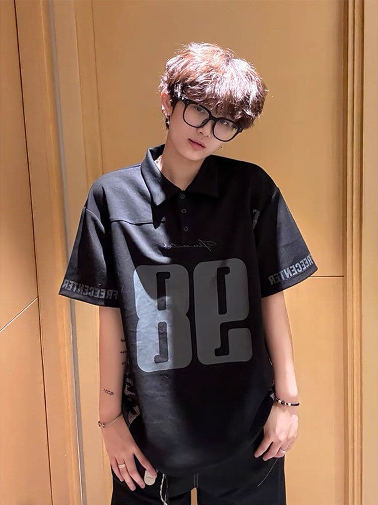 40s 더블 실 원본 솜씨 아메리칸 레트로 패치워크 카모플라주 POLO 셔츠 반팔 남녀 저지 티셔츠 폴로 칼라 여름 상세 이미지 15
