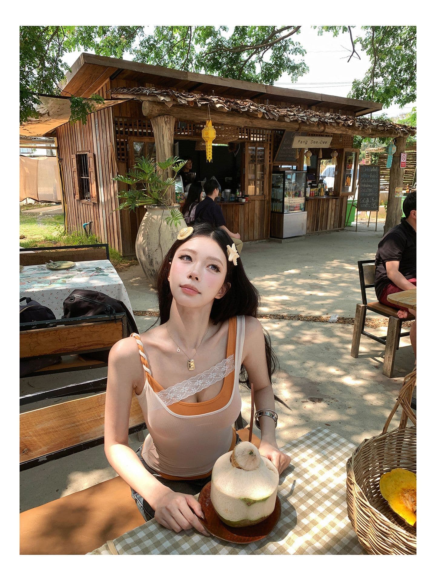 260 그램 사람들 면 망사 핫걸 배색 패치워크 캐미솔 여름 스택 착용 슬림해 보이는 민소매 맨위 상세 이미지 1