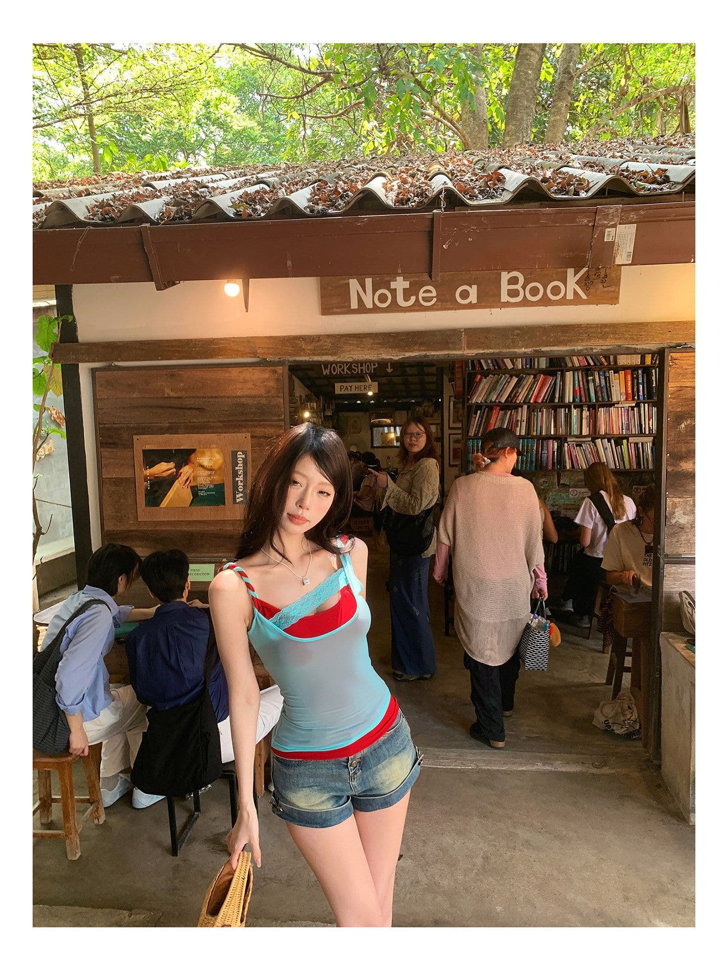 260 그램 사람들 면 망사 핫걸 배색 패치워크 캐미솔 여름 스택 착용 슬림해 보이는 민소매 맨위 상세 이미지 27