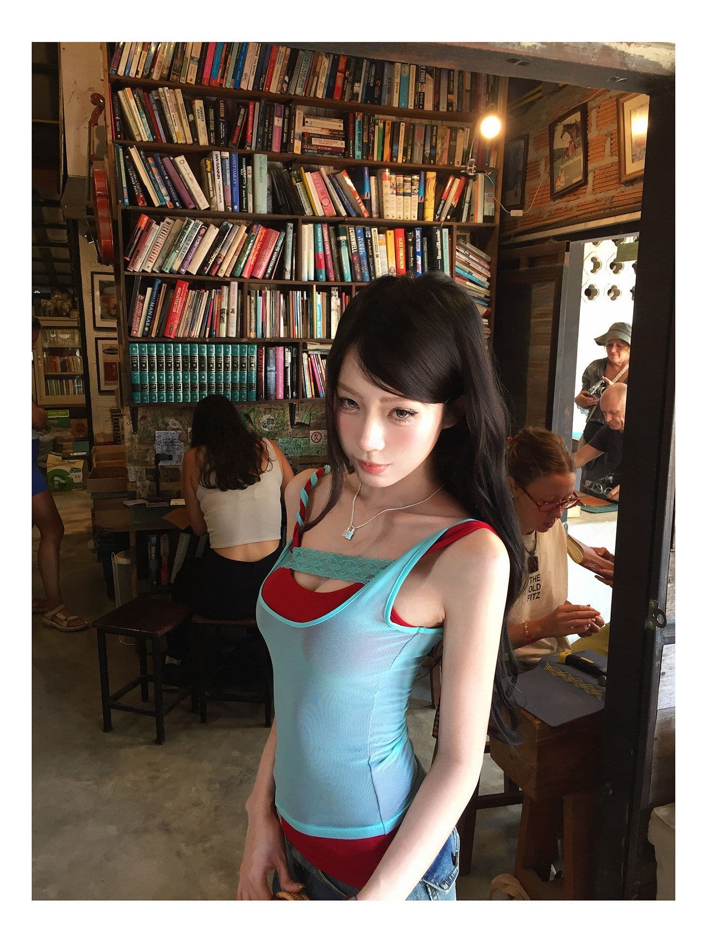 260 그램 사람들 면 망사 핫걸 배색 패치워크 캐미솔 여름 스택 착용 슬림해 보이는 민소매 맨위 상세 이미지 35
