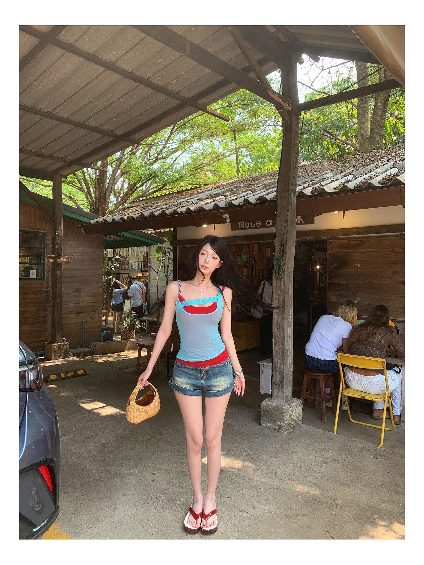 260 그램 사람들 면 망사 핫걸 배색 패치워크 캐미솔 여름 스택 착용 슬림해 보이는 민소매 맨위 상세 이미지 40