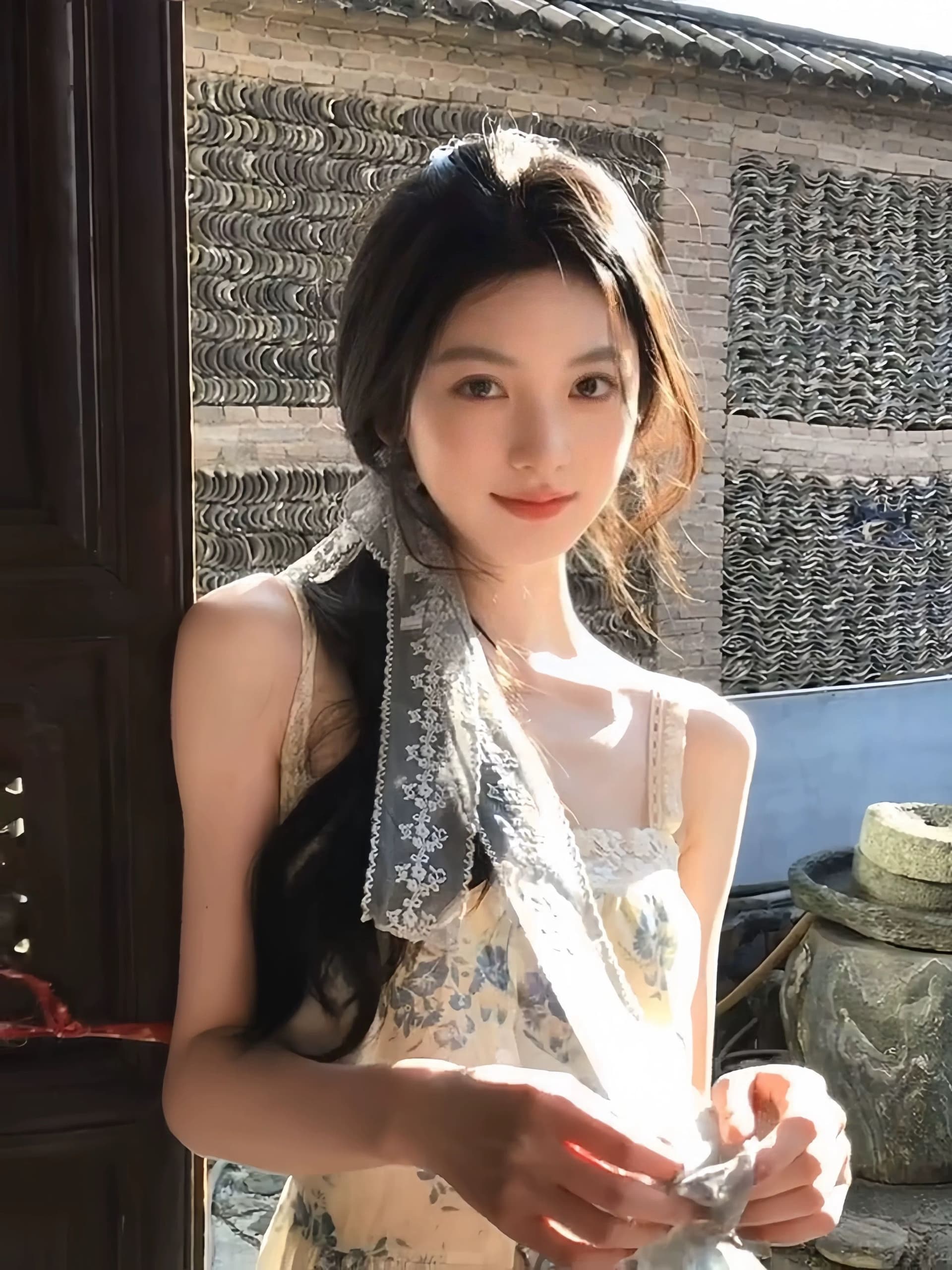 한 부서 꽃무늬 레이스 조각 캐미솔 여름 해변가 휴가 바람 허리 수축 슬림해 보이는 고유 한 아름다운 맨위 상세 이미지 9