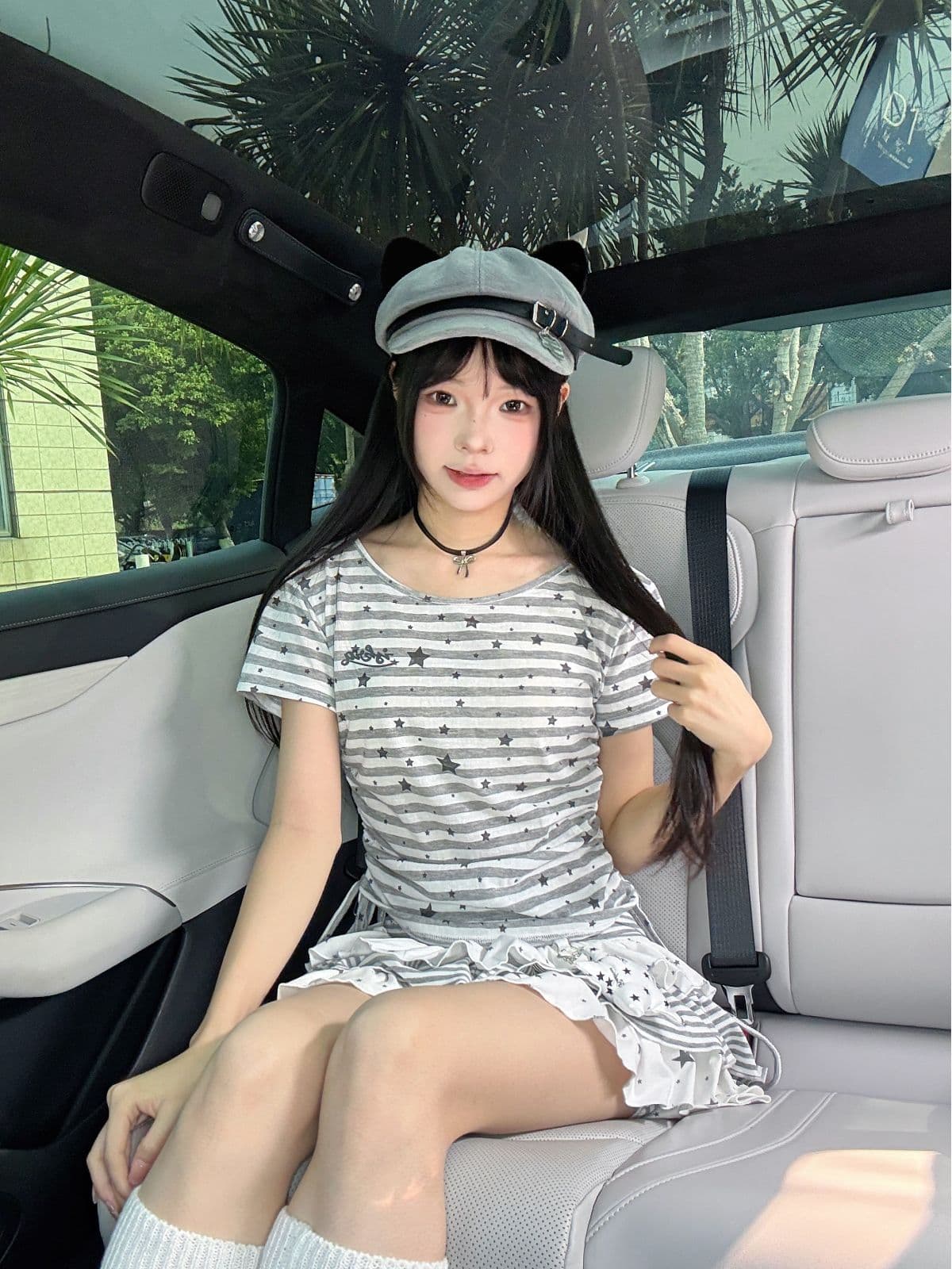 이후 패키지 프린트 알파벳 양면 펌프 로프 반팔 티셔츠 여성 이미지 2