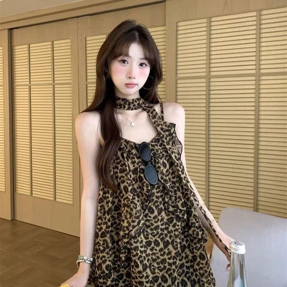 2026 여름 새로운 레트로 루즈핏 패션 핫걸 다용도 느긋한 바람 레오파드 무늬 캐미솔 맨위 여성 chic 상세 이미지 2