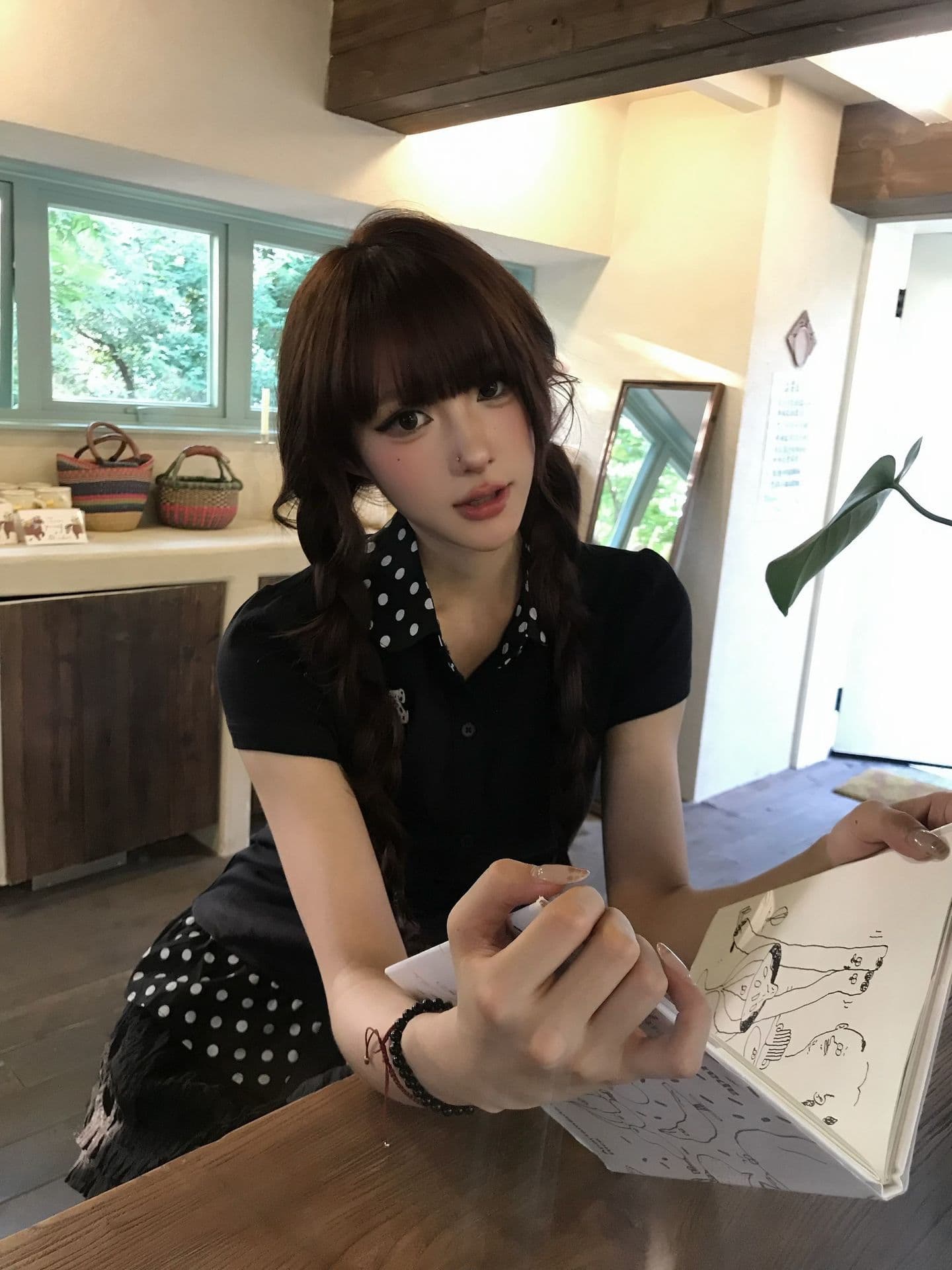 원본 솜씨 자수 40 220 그램 92 면 8 암모니아 Lun 반팔 티셔츠 상세 이미지 5