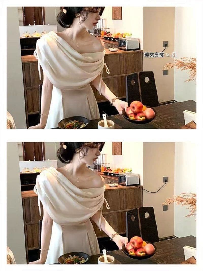 떠 다니는 세계 왈츠 여름 새로운 프랑스식 채볼 천 골드 디자인 센스 흔들다 칼라 대 치마 그는 벤리안 의류 치마 상세 이미지 4