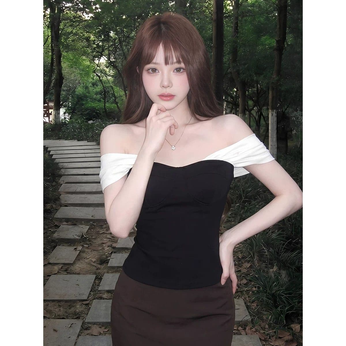 사람들 면 빈 가스 층 망사 패치워크 튜브탑 캐미솔 여름 오프숄더 핫걸 검정색 쇼트 스타일 맨위